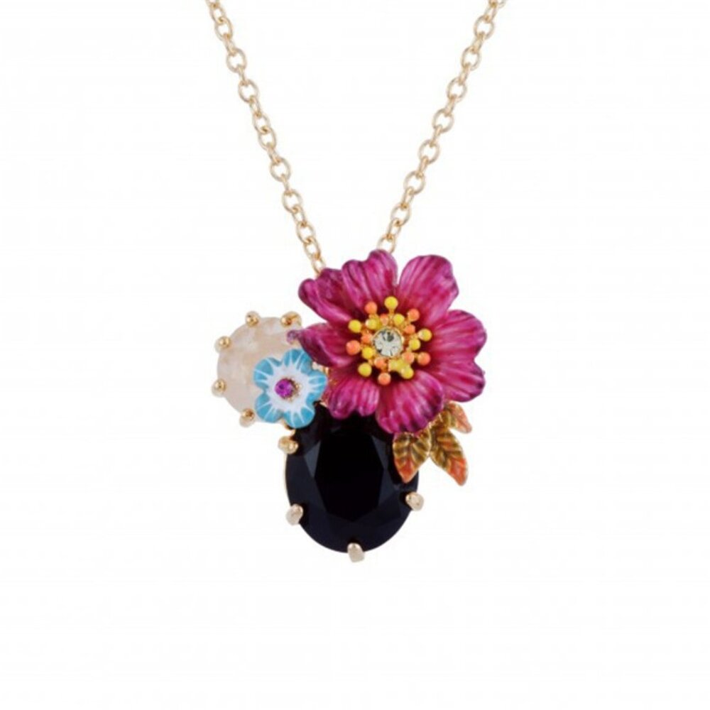 Les Nereides Flower And Faceted Glass Necklace